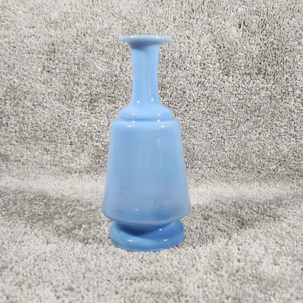 Blue Milk Glass Bud Vase Vintage Mid Century Modern Home Decor